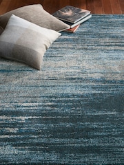Teal Blue Abstract Stripe Rug - Image 1 of 4