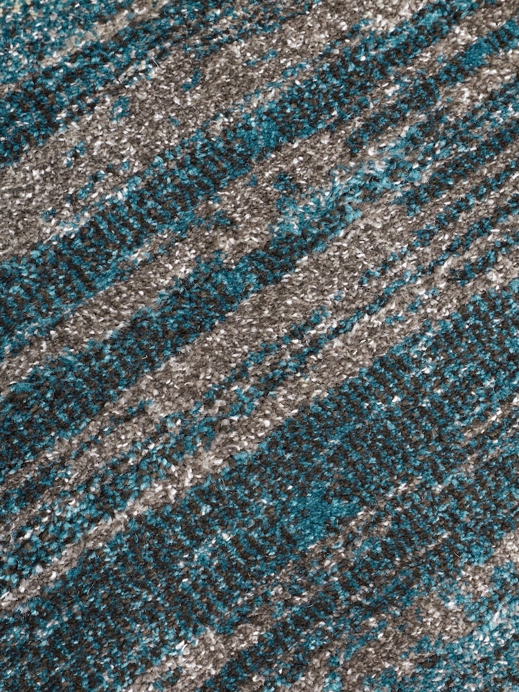 Teal Blue Abstract Stripe Rug - Image 2 of 4
