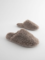 Chocolate Brown Faux Fur Mule Slippers - Image 3 of 7