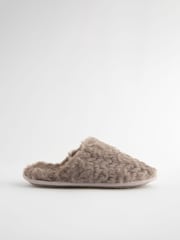 Chocolate Brown Faux Fur Mule Slippers - Image 4 of 7