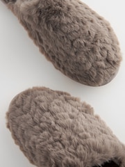 Chocolate Brown Faux Fur Mule Slippers - Image 7 of 7