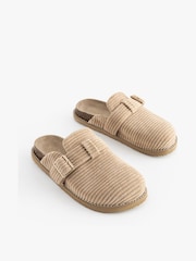 Mink Brown Cord Buckle Mule Slippers - Image 1 of 5