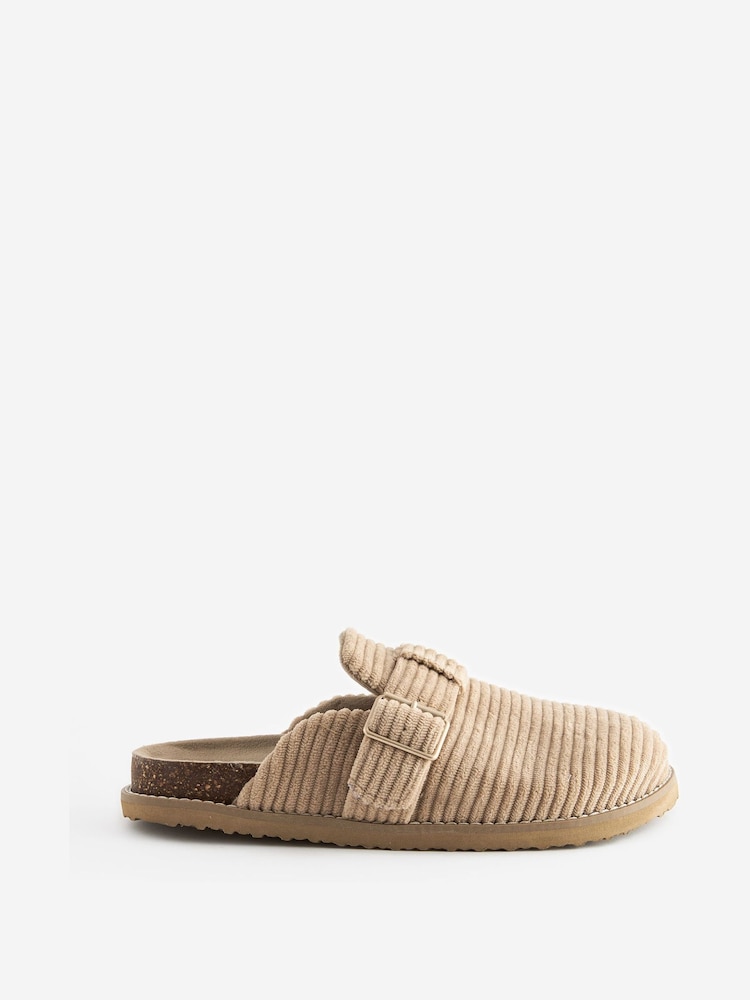 Mink Brown Cord Buckle Mule Slippers - Image 2 of 5