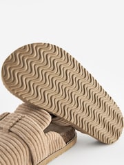 Mink Brown Cord Buckle Mule Slippers - Image 3 of 5