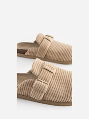 Mink Brown Cord Buckle Mule Slippers - Image 4 of 5