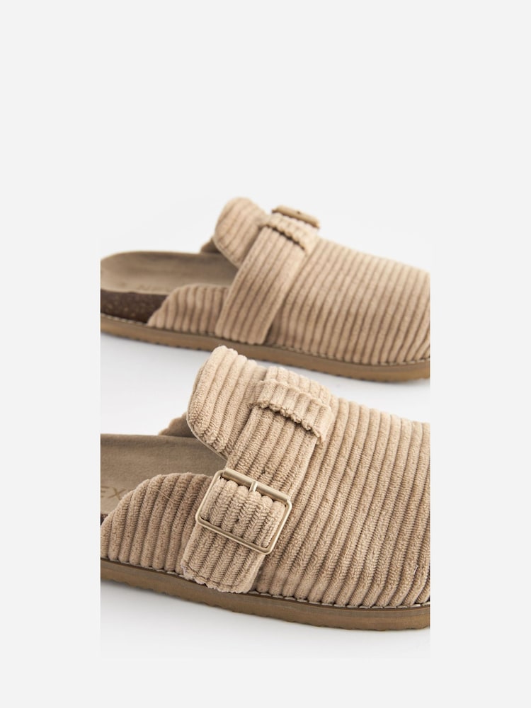 Mink Brown Cord Buckle Mule Slippers - Image 4 of 5