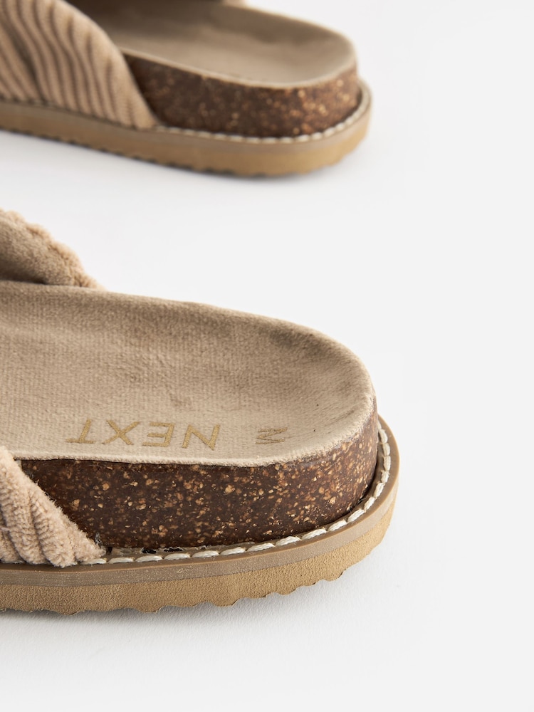 Mink Brown Cord Buckle Mule Slippers - Image 5 of 5