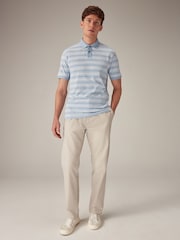 Blue Textured Marl Striped Polo Shirt - Image 2 of 7