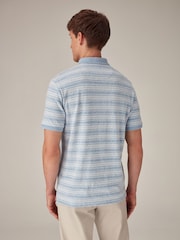 Blue Textured Marl Striped Polo Shirt - Image 3 of 7