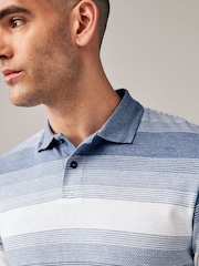 Blue Textured Marl Striped Polo Shirt - Image 4 of 7