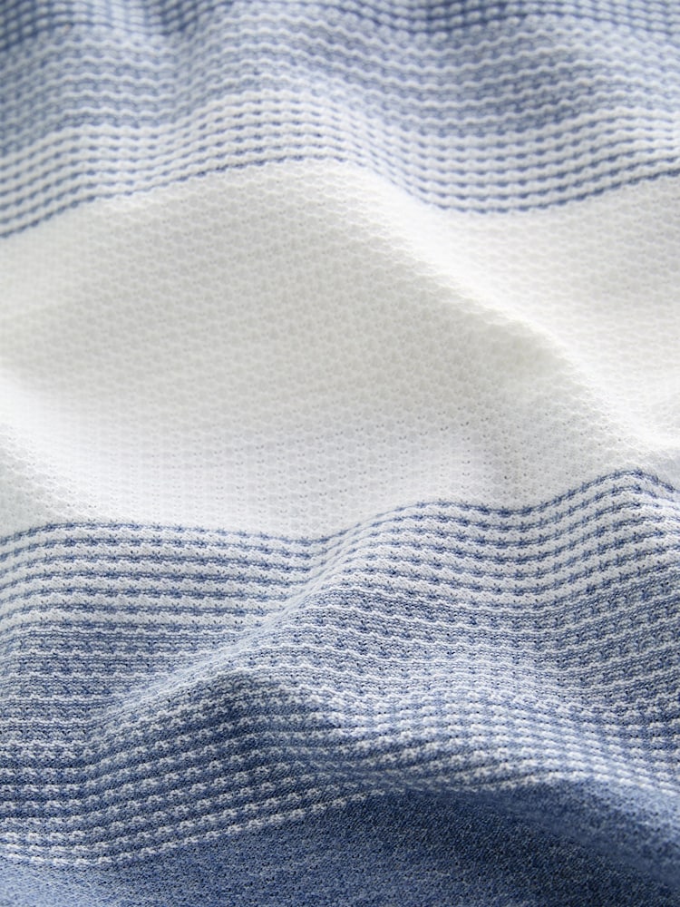 Blue Textured Marl Striped Polo Shirt - Image 7 of 7 Blue Textured Marl Striped Polo Shirt - Image 7 of 7
