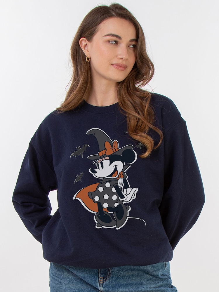 Brands In Blue Minnie Mouse Witch Halloween Sweat Top - Image 1 of 5 Brands In Blue Minnie Mouse Witch Halloween Sweat Top - Image 1 of 5