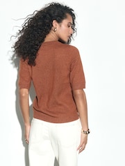 Brown Supersoft Short Sleeve Knitted Jumper - Image 3 of 5