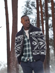 FatFace Blue Lanark Shawl Pattern Cardigan - Image 1 of 6