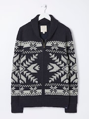 FatFace Blue Lanark Shawl Pattern Cardigan - Image 6 of 6