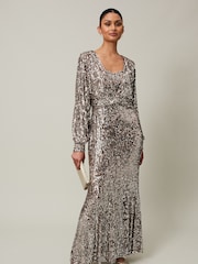 Phase Eight Metallic Thalia Sequin Maxi Dress with Cover-Up - Image 1 of 7