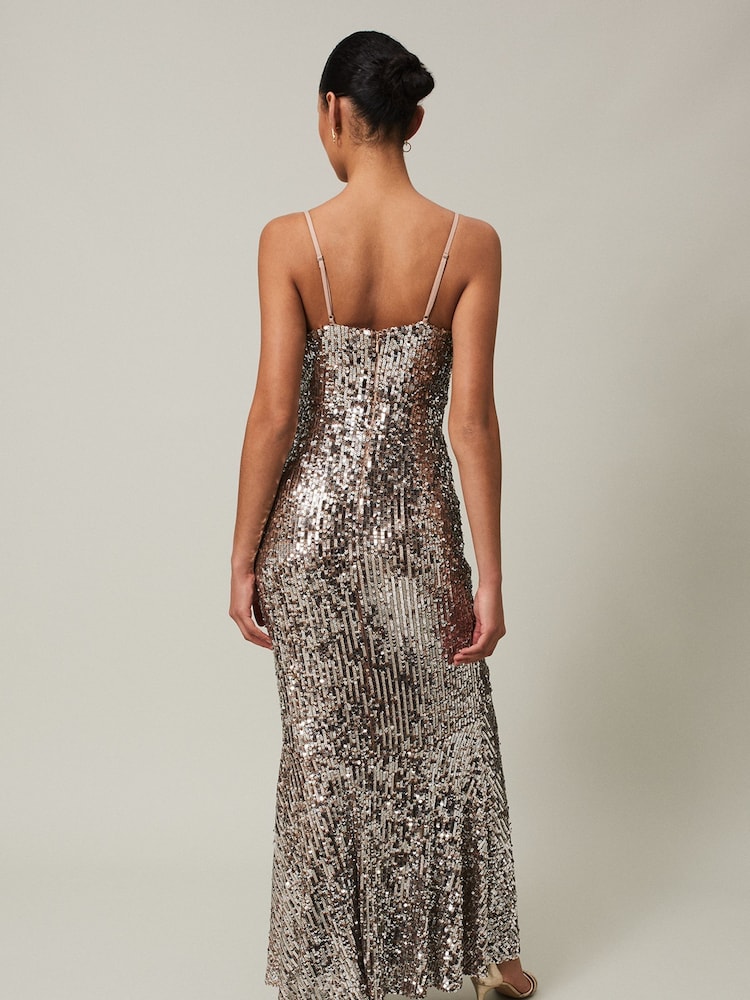 Phase Eight Metallic Thalia Sequin Maxi Dress with Cover-Up - Image 2 of 7