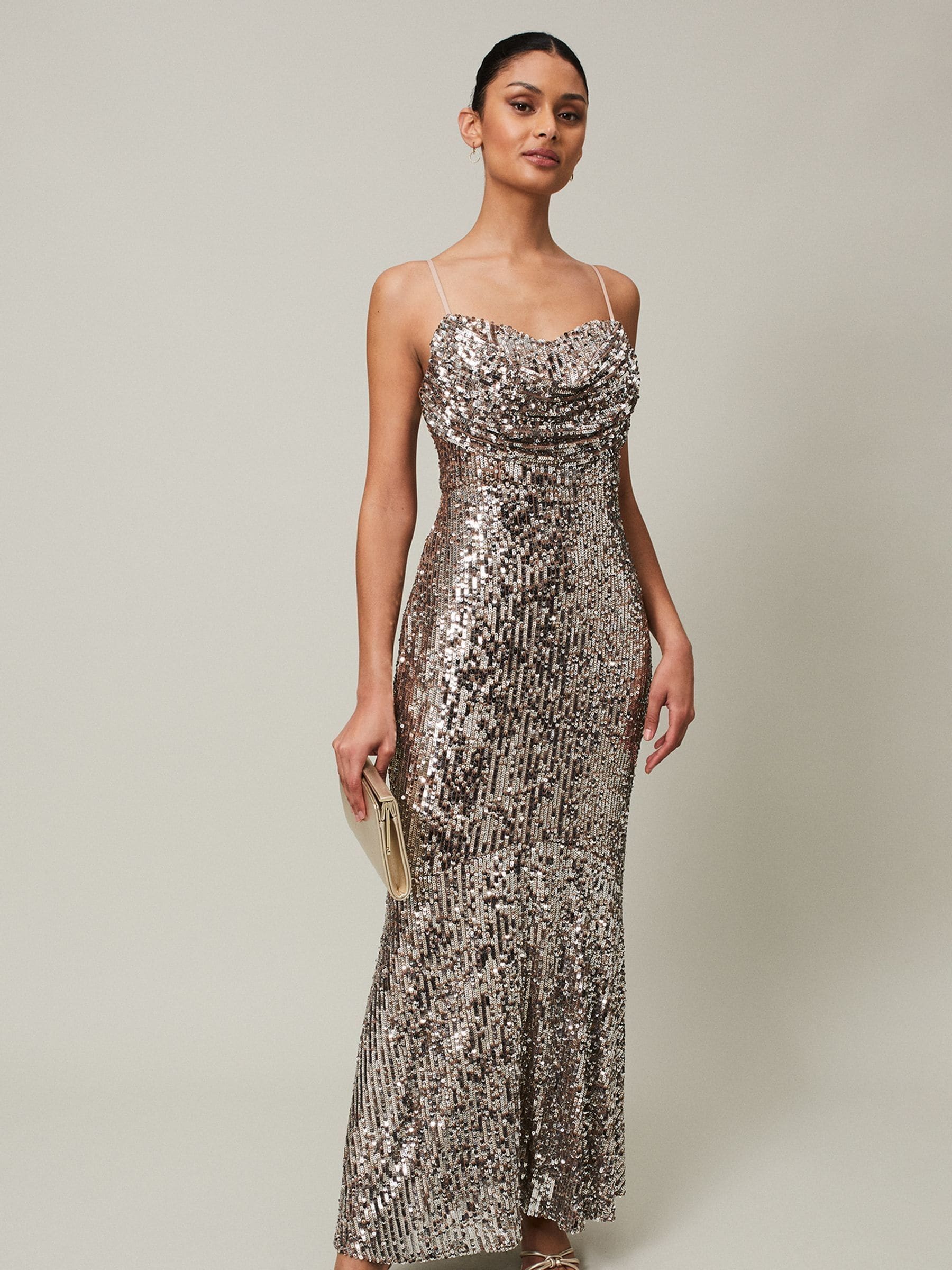 Buy Phase Eight Metallic Thalia Sequin Maxi Dress with Cover