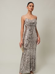 Phase Eight Metallic Thalia Sequin Maxi Dress with Cover-Up - Image 3 of 7