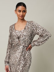 Phase Eight Metallic Thalia Sequin Maxi Dress with Cover-Up - Image 4 of 7
