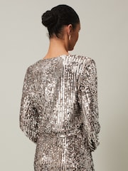 Phase Eight Metallic Thalia Sequin Maxi Dress with Cover-Up - Image 5 of 7