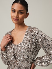 Phase Eight Metallic Thalia Sequin Maxi Dress with Cover-Up - Image 6 of 7