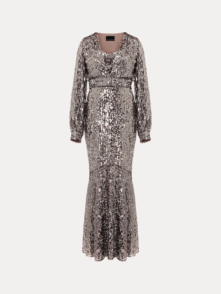 Phase Eight Metallic Thalia Sequin Maxi Dress with Cover-Up - Image 7 of 7