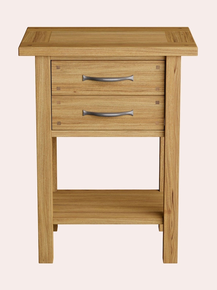 Laura Ashley Oak Milton 2 Drawer Side Table - Image 2 of 5