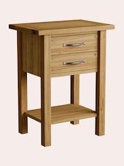 Laura Ashley Oak Milton 2 Drawer Side Table - Image 3 of 5