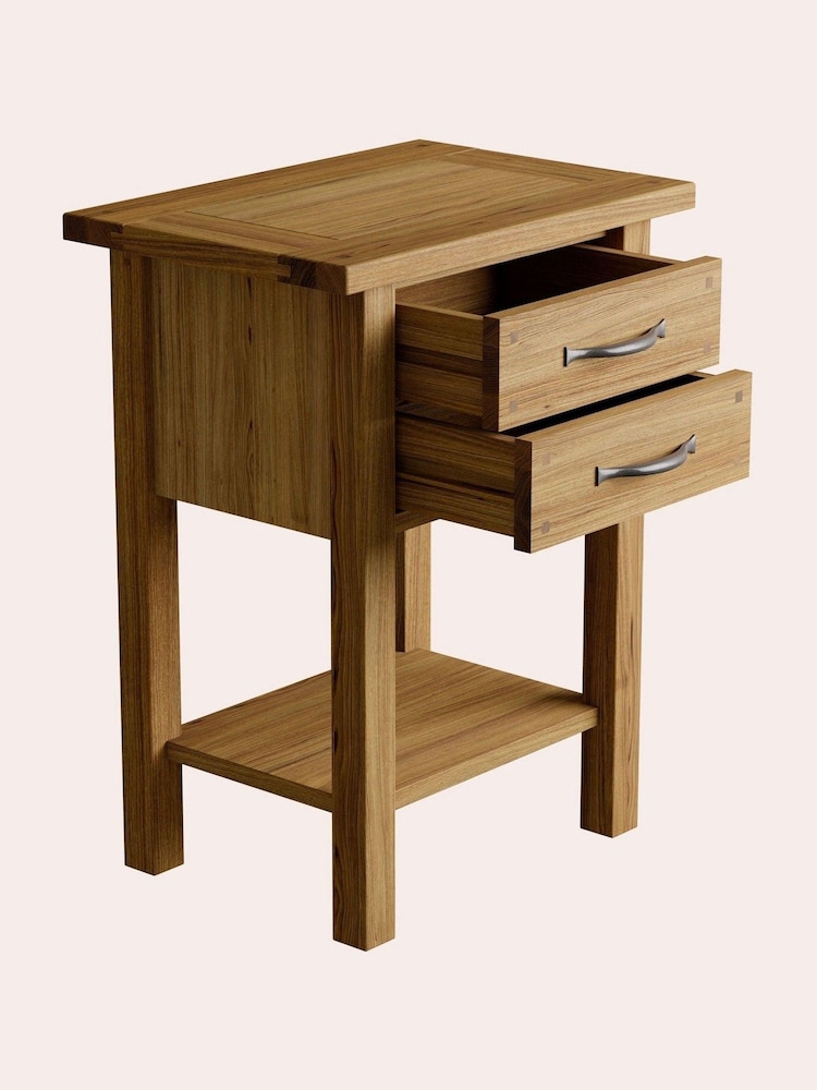 Laura Ashley Oak Milton 2 Drawer Side Table - Image 5 of 5