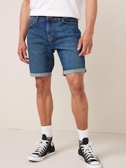 Mid Blue Slim Fit Denim Shorts - Image 1 of 5