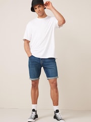 Mid Blue Slim Fit Denim Shorts - Image 3 of 5