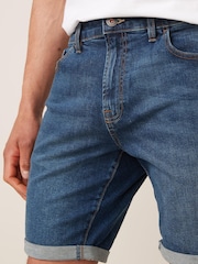 Mid Blue Slim Fit Denim Shorts - Image 4 of 5