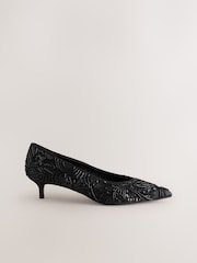 Black Forever Comfort® Embellished Kitten Heels - Image 1 of 11