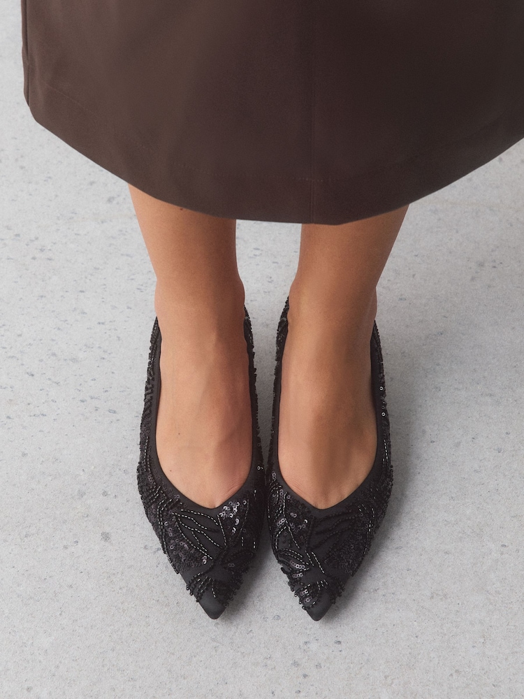 Black Forever Comfort® Embellished Kitten Heels - Image 2 of 11 Black Forever Comfort® Embellished Kitten Heels - Image 2 of 11