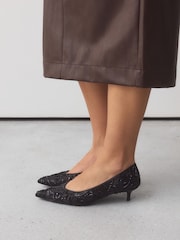 Black Forever Comfort® Embellished Kitten Heels - Image 3 of 11