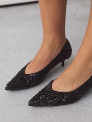 Black Forever Comfort® Embellished Kitten Heels - Image 6 of 11