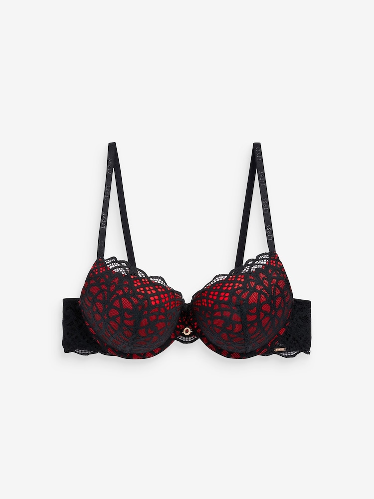 Lipsy Black/Red Pad Plunge Triple Boost Bra - Image 5 of 5