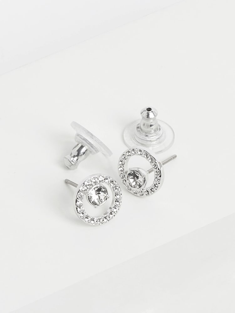 Swarovski Silver Creativity Circle Pierced Earrings - Image 1 of 4