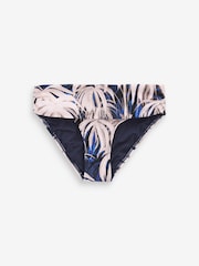 Marineblau mit Palmenprint - Bikinihose mit Rollsaum - Bild 3 von 4