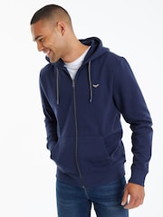Threadbare Navy Zip Through Hoodie - Image 1 of 4