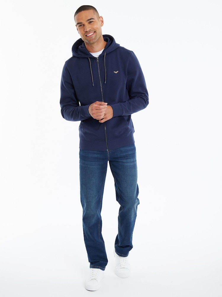 Threadbare Navy Zip Through Hoodie - Image 3 of 4