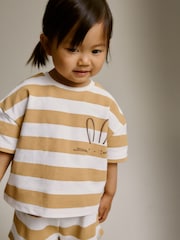Neutral Stripe T-Shirt And Shorts Set (3mths-7yrs) - Image 4 of 8