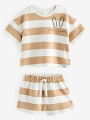 Neutral Stripe T-Shirt And Shorts Set (3mths-7yrs) - Image 5 of 8