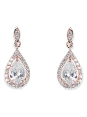Ivory & Co Rose Gold Belmont And Crystal Teardrop Earring - Image 1 of 5