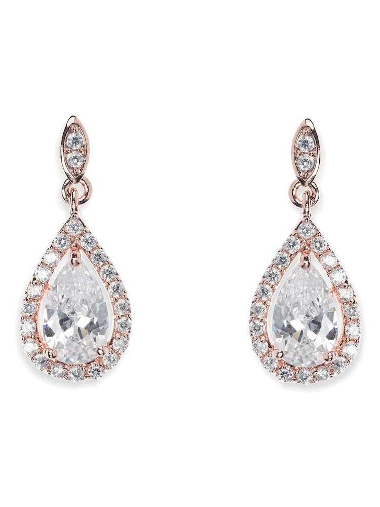 Ivory & Co Rose Gold Belmont And Crystal Teardrop Earring - Image 1 of 5