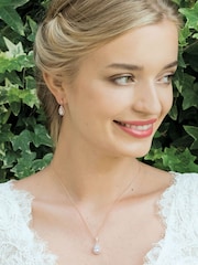 Ivory & Co Rose Gold Belmont And Crystal Teardrop Earring - Image 3 of 5