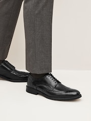 Black Standard Fit Leather Derby Brogues - Image 1 of 7