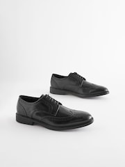 Black Standard Fit Leather Derby Brogues - Image 2 of 7