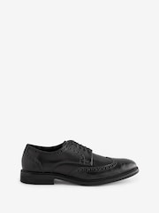 Black Standard Fit Leather Derby Brogues - Image 3 of 7
